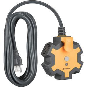 DEWENWILS Industrial Power Strip with 5-Outlet Power Hub, 15FT Heavy Duty Extension Cord for Garage, Workshop, 14/3 AWG SJTW, 15A Circuit Breaker, Swivel Safety Covers, ETL Listed Yellow