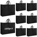 Amylove 100 Pcs Shopping Bags Bulk Large Plastic Gift Bags with Handles Black Retail Bag Frosted Tote Bag for Small Business Boutique Wedding Holiday Gift Packaging 16"x 12"x 6"
