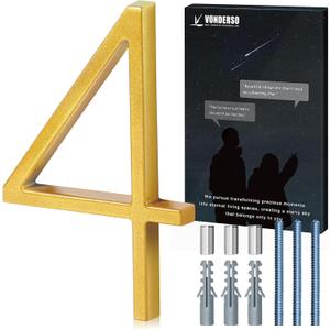 VONDERSO 6 Inch Floating House Numbers for Outside,Modern Metal Address Number 4,Durable Weather-Resistant Gold Powder Coated Finish,No Fading (Gold)