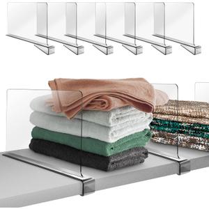 6 Pack Acrylic Shelf Dividers for Closet Organization, Clear Shelf Divider Fits Shelves of 0.4-1 Inch,Purse Organizer for Closet, Shelf Organizer, Closet Organizers and Storage