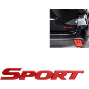Senzeal 2PCS 3D Metal Sport Letters Digital Emblem Auto Trunk Door Fender Bumper Badge Decal (Red)