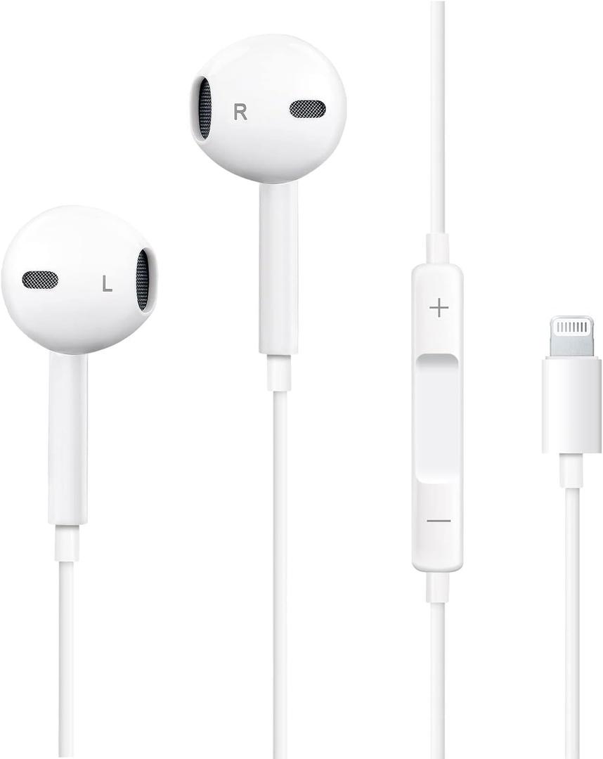 Cablex iPhone Earbuds, Wired Earphones with Lightning Connector[MFi Certified] (Built-in Microphone & Volume Control) Noise Canceling Isolating Headphones for iPhone 14/13/12/11/X/XR/XS/8/7-1Pack