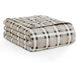 L'AGRATY Weighted Blanket - 48"x72" 15lbs Cooling Breathable Heavy Blanket Microfiber Material with Glass Beads for Adult All-Season Summer Fall Winter Soft Thick Comfort (16-white Checkered Pattern)