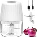 Mini Garlic Chopper, 250ml Small Food Processor Cordless 1 Cup, Battery USB-C Rechargeable Electric Food Chopper Wireless, Portable Garlic Grinder Masher,Veggie Meat Blender Mincer Kitchen Mixer,White