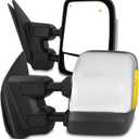 AKKON - Fits 2017-2021 Titan Power Heated Manual Folding Extendable Towing Mirror Chrome w/LED Turn Signal +Blind Spot