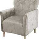 FUANGUI Banquet Armchair Slipcover Chair Covers with Arms Stretch Club Chair Slipcover Soft Armchair Sofa Covers Anti-Slip Furniture Protector for Dogs Pets Home Living Room Decor (1PCS, Leaf Pressing-gray Champagne)