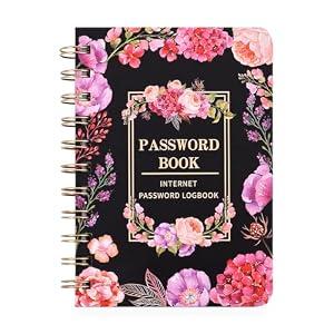 Icceemee Password Keeper Book with Alphabetical Tabs，Small Password Books Password Notebook for Internet Website Address Log in Detail, Password Logbook ，Gifts for Home and Office-Black