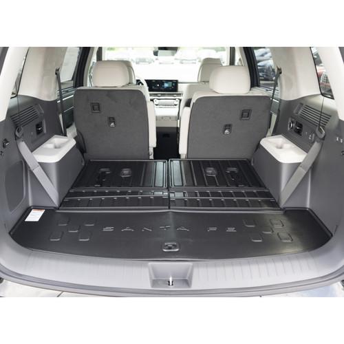 trunk mat & backrest mat for 2024-2025 hyundai santa fe - custom fit pu leather cargo liner & backrest & side mats protector- all weather trunk mats for hyundai santa fe 2024-2025