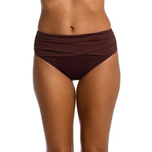 Island Goddess Banded Mid Waist Pant Bikini Swimsuit Bottom (6, Java)