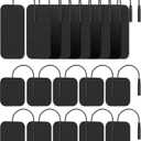 TENS Unit Replacement Pads, Nursal Reusable Self-Adhesive Electrodes Pads 20 Packs 2x2 2x4, Latex Free Pigtail TENS Pads, Compatible with TENS 7000, AUVON TENS, Etekcity, Nicwell Care Tens (Black)