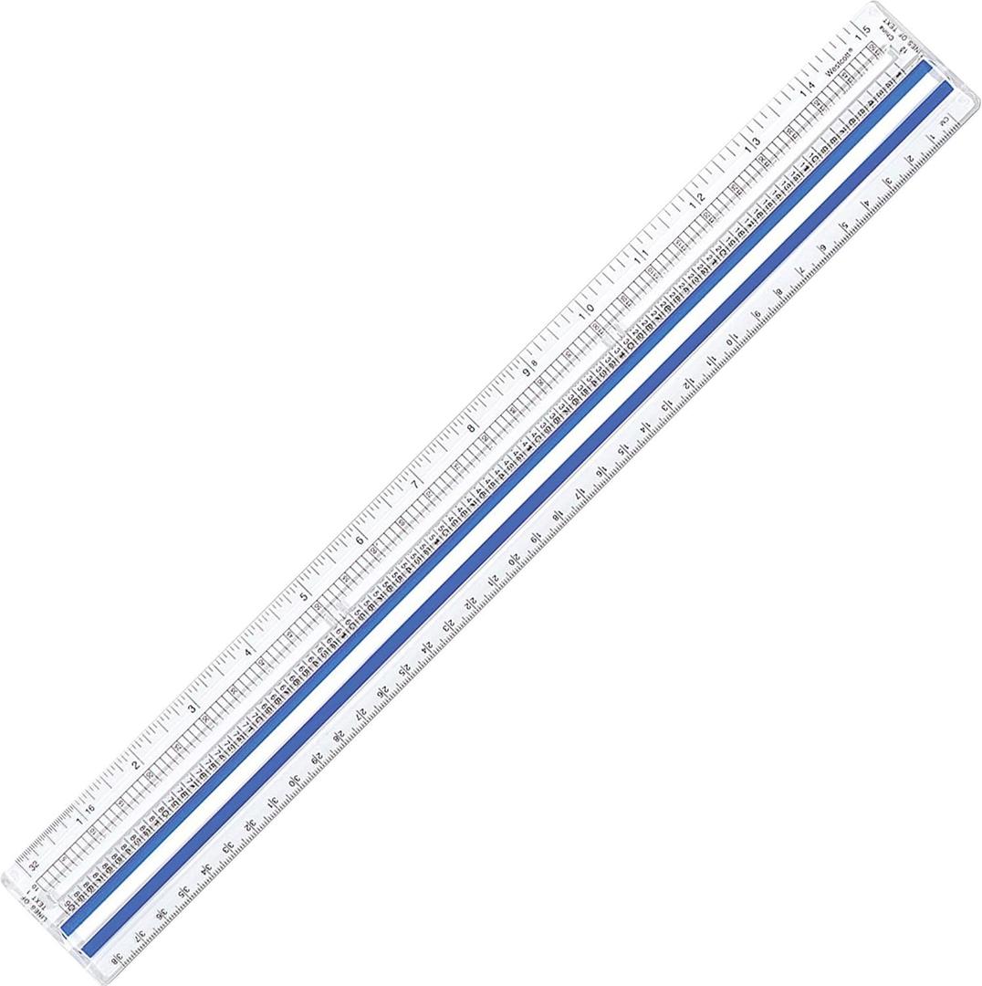 Westcott 40711 Clear Data Processing Magnifying Ruler, 15 in