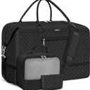 Weekender Bag for Women, Travel Duffel Bag Carry On Overnight Bag with Shoe Compartment Large Nylon Travel Weekend Tote Bag (9a-black)