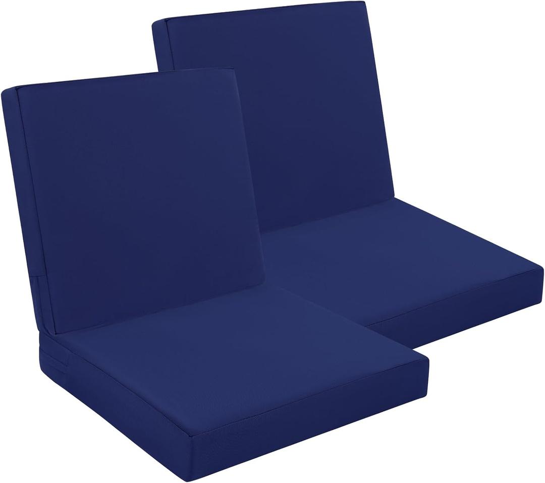 Outdoor Chair Cushions Set of 4, Waterproof Outdoor Seat Cushions for Patio Furniture, Removable Seat Bottom & Back Cushion Covers with Ties, Outdoor Chair Pads, 19"x16"x3"