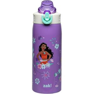 Zak Designs Disney Princess Sage Kids Water Bottle For School or Travel, 19oz Stainless Steel Water Bottle With Straw, Handle, and Leak-Proof, Pop-Up Spout Cover (Ariel, Moana, Rapunzel, Tiana)