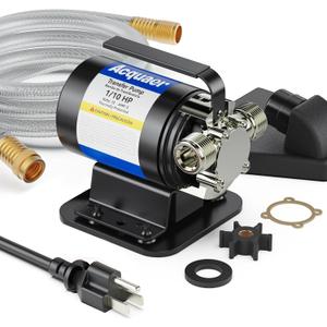 Acquaer Portable Electric Utility Water Transfer Pump 115V 1/10 HP with Suction Hose Kit, Low Suction Water Removal for Water Beds, Pools, Rain Barrel, Aquariums (115V AC Transfer Pump)