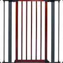 MidWest Homes for Pets 39-Inch Tall Pet Gate with Textured Graphite Frame and Decorative Wood Door, Expands to 38 Inches Wide, Includes 3-inch Extensions