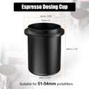 IKAPE 51MM, 54MM Espresso Dosing Cup, Compatible with All the 51MM to 54MM Portafilters, Espresso Coffee Accessory, Made of Aluminum (Black)