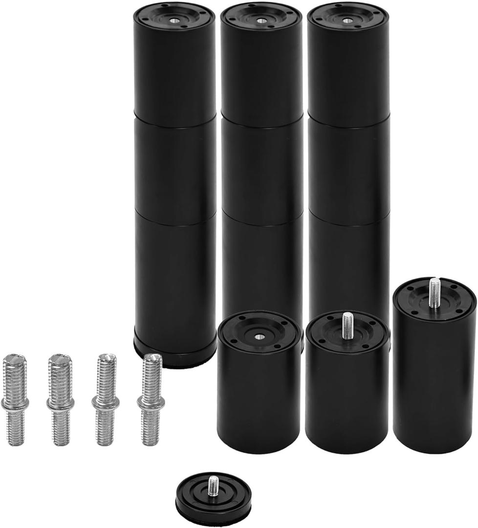 12 Inch Bed Legs Replacement for Adjustable Bed Frame Base, Felt Bottom Protect Hardwood Floor, 4 Kinds Thread Contained, Set of 4