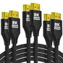 10K 8K 4K HDMI Cable 6FT 3-Pack, Ultra High Speed HDMI Braided Cord, Supports 4K/120Hz, 8K/60Hz, 48Gbps DTS:X, HDCP 2.2 & 2.3, HDR 10, HDMI 2.1 Cable (6Feet)
