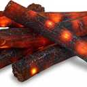 Tuanse 6 Pcs 13 in Flameless Fake Fire Log Spring Summer Beach Camping Themed Party Decorations Fake Campfire Battery Operated Artificial Fire Pit for 4th of July Easter Party Decor