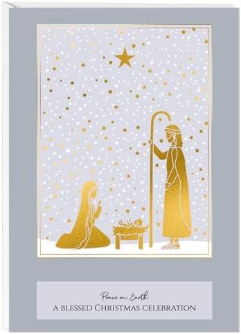 easykart labels Religious Christmas Boxed Cards, Nativity Scene (16 Christmas Cards and 16 Envelopes & Sealing Stickers)