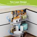 Blind Corner Cabinet Pull Out Organizer, Soft Close Swing Left Pull Out Cabinet Organizer 36inch, Corner Cabinet Lazy Susan for Corner Cabinet Blind Shelf, 2 Tiers Tray, Adjustable Height