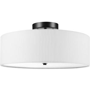 GLOBE Electric 60315 2-Light Flush Mount Ceiling Light, Dark Bronze Finish, White Linen Shade, Low Profile Drum Design, E26 Base, Dimmable