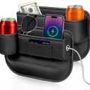 Kwak's Car Seat Gap Filler Organizer (2PC)  Fits 0.2"-1.2" Gap Premium Leather Car Console Organizer for Phone/Keys  Universal Front Seat Organizer for Car SUV Truck (Black)