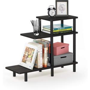 Furinno Turn-N-Tube 3-Tier Sofa Side Table, Espresso/Black, 31.5 in x 11.61 in x 25.63 in, 26 Inch-3 Tiers