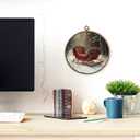 MAQIKA Vintage Christmas Sleigh Framed Wall Art Decor, Winter Christmas Round Wall Hanging Decor, Rustic Retro Winter Holiday Xmas Canvas Prints Wall Art for Home Living Room Bedroom, 10x10 Inch