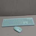 Wireless Keyboard and Mouse Comb, VEILZOR 2.4G Ultra-Slim USB Teal Keyboard Mouse Set, Water-Dropping Keycaps, 12 Shortcuts, Wireless Keyboard for PC Laptop Windows XP/7/8/10, Vista, Mac (Green)