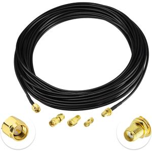 Superbat RF coaxial SMA Male to SMA Female Bulkhead RG174 33ft Cable + 3pcs RF Coax SMA Adapter Kit for SDR Equipment Antenna Ham Radio,3G 4G LTE Antenna,ADS-B,GPS and etc