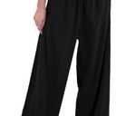 Faiable Women's Wide Leg Cotton Linen Pants Elastic High Waist Flowy Casual Trousers with Pockets for Summer Vacation Travel