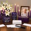 Gilprop 112 Pcs Celebration of Life Memory Cards Set Share a Memory Cards with Box 2 Wood Sign with 4 Hold and 5 Pens, Sympathy Memorial Gifts Funeral Keepsake Decorations (Lily)