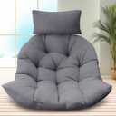 Outdoor Egg Chair Cushion, Waterproof Egg Chair Replacement Cushion, Thickened 7 Inches Hanging Chair Cushion, U-Shaped Cushions with Headrest for Outdoor Furniture 47x40x7 Inches (Gray)