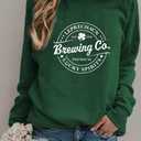 Irish Lucky St Patricks Day Sweatshirts Womens Vintage Leprechaun Graphic Tees (L)