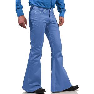 70s Disco Pants for Men,Mens Bell Bottom Jeans Pants,60s 70s Bell Bottoms Vintage Denim Pants Jeans for Men (Blue, L)