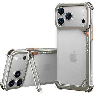 OATSBASF 9 Case for iPhone 17 Pro Max Bumper Case Metal, Aluminum Frame Slim Fit No Back Design, Compatible with MagSafe, Shockproof Protection, Minimalist Frameless Phone Case, Natural Titanium