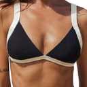 Women's cheecky Contrast Trim Triangle Bikini Set Sexy Bikini Top & Bottom