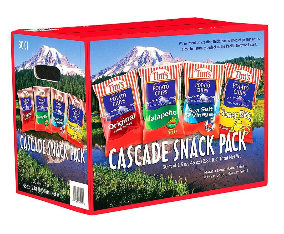 Tim's Cascade Style Potato Chips, Variety Pack, 30 Count, BBD: JAN/12/2026