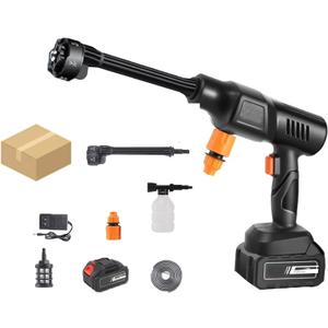 Cordless Portable Multi-Function High Pressure Water Blasters with 6-in-1 Sprayer Battery and Charger 21V Portable Pressure Washer Kit for Cars Boats Home Garden