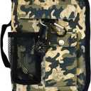 Green Camo Medium Book and Bible Cover for Men with Compass Carabiner Camouflage Book Supplement for Women Case