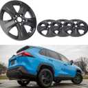 17 inch Hubcap Wheel Skin Covers Compatible with 2019-2025 Toyota RAV4 XLE Hybrid XLE, Durable ABS Plastic Tire Rim Covers (Set of 4), Standard Wheels - Snap On Replacement (Matte Black)