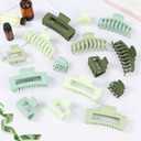 Hair Claws 16 Pcs Hair Clips for Women Thin Thick Curly Hair Large and Small Matte Banana Clips Strong Hold Nonslip (Green series)