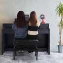Adjustable Duet Piano Bench with Storage, Heavy Duty Double Piano Benches with Leather Cushion, Black Piano Bench for Adults, 13.8" D x 31.5" W x 19.3" H