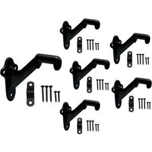 QCAA HandRail Brackets, 3", Zinc Die Cast, Matte Black, 6 Pack, Made in Taiwan