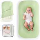 Baby Lounger, Suitable for Newborns 0-24 Months, Infant Lounger for Home and Travel, Soft Cotton and Breathable, Nest Lounger, Newborn Babies Essentials Gifts, Lovely Green
