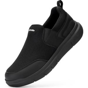 FitVille Men's Extra Wide Slip on Walking Shoes, Lightweight Non-Slip Breathable Casual Loafers for Standing All Day, 13 X-Wide