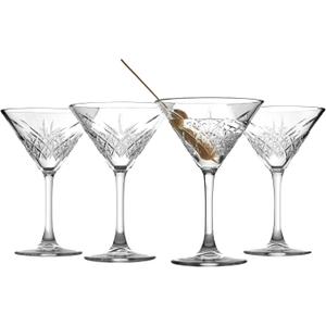 Pasabahce Premium Stemmed Martini Glasses Set of 4, Crystal Design Cocktail Cups 7.8 Oz , Vintage Coupe Glasses,Elegant Cocktail Glasses, Perfect For Parties, Gifts, Housewarming, Weddings, Aniversary