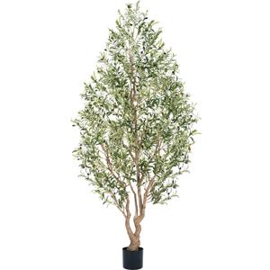 7ft Faux Olive Tree - Large Artificial Olive Tree with Realistic 1513 Leaves and 122 Olives - Lush and Elegant Fake Olive Tree with for Indoor Outdoor Office Living Room Decor